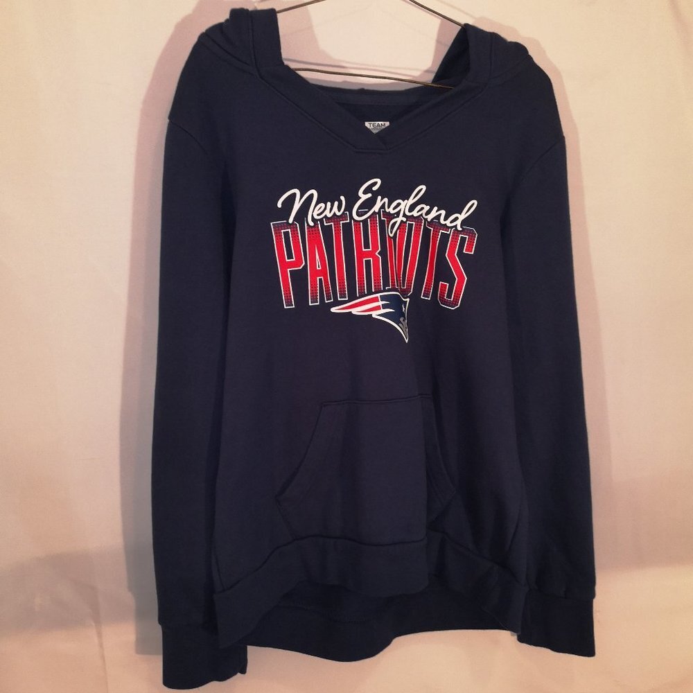 NFL Team Apparel Ladies Loose Fit New England Patriots Navy Hoodie
